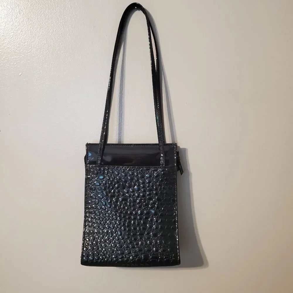 Black Embossed Shaped Shoulder‎ Bag Purse